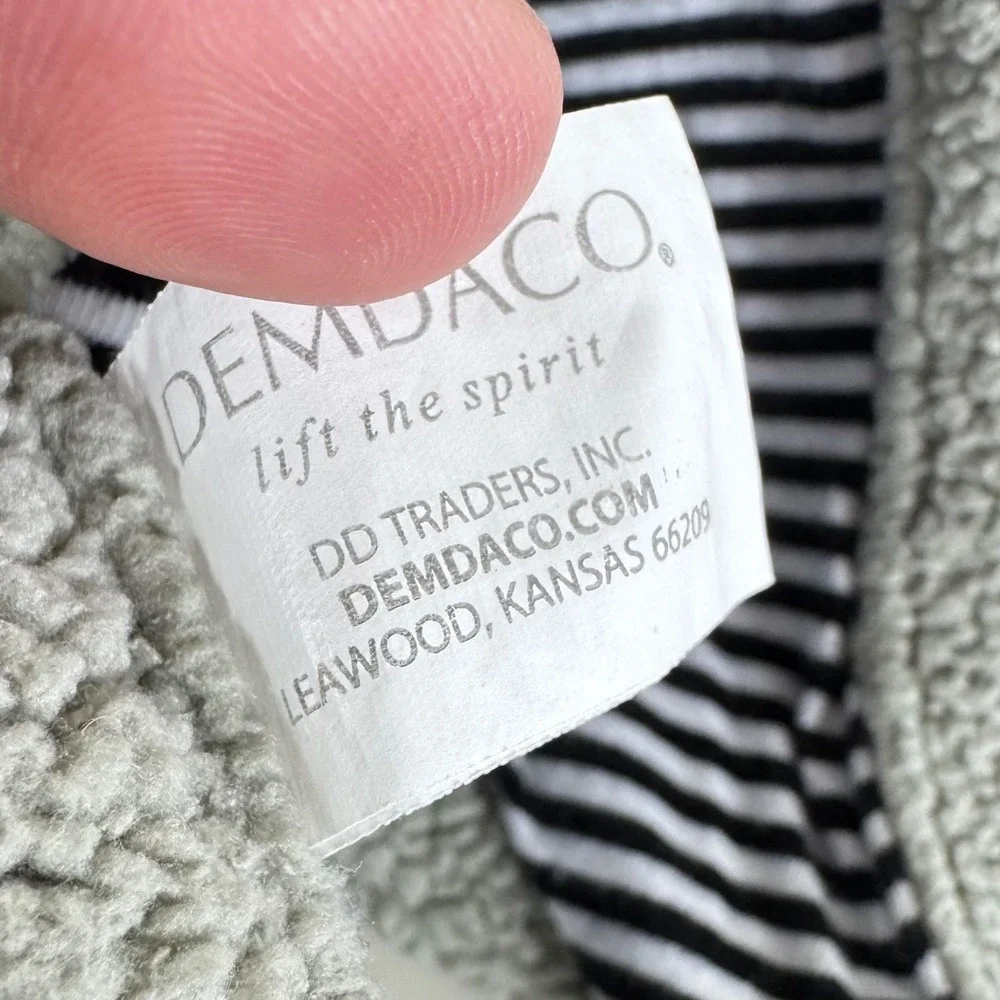 Demdaco Grey Sherpa Noahs Ark Baby Blanket Rainbow Peace Stripe Reversible Plush